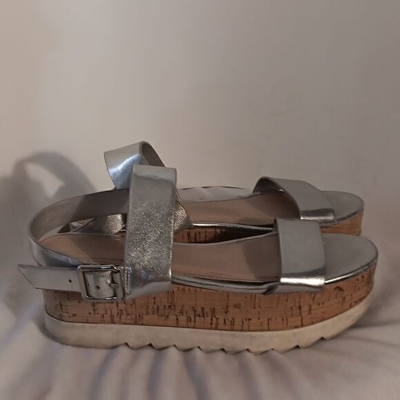 Madden Girl Wedge Metalic Silver Sandals - Picture 2 of 7